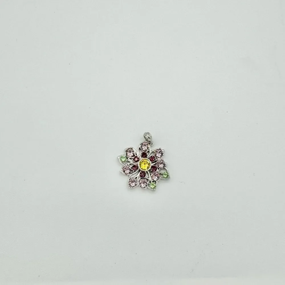 Silver May Birthstone Gem Cluster Flower Necklace Pendant